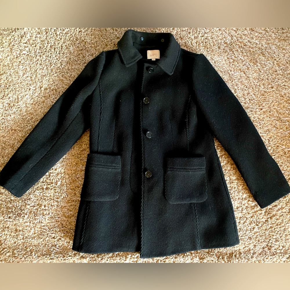 Ann Taylor Loft black pea coat, sharp work coat!